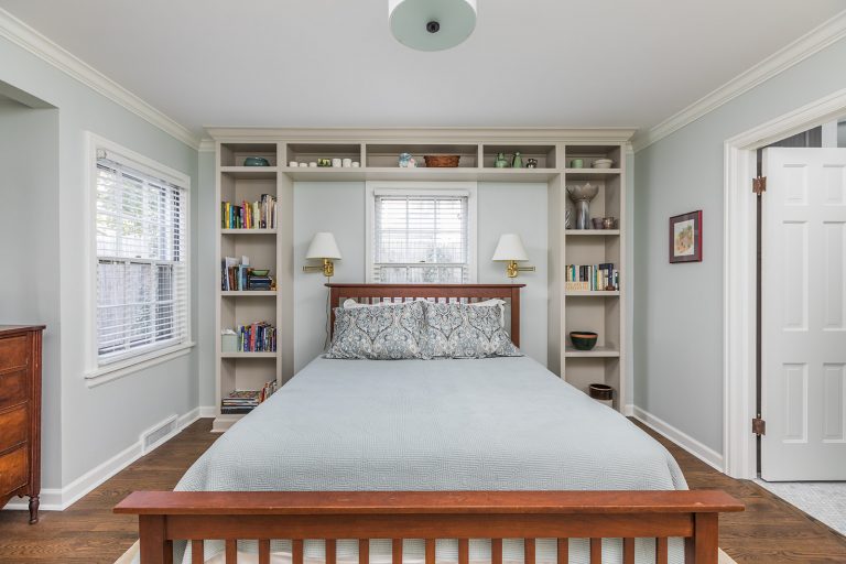 whole house makeover - bedroom with built in storage