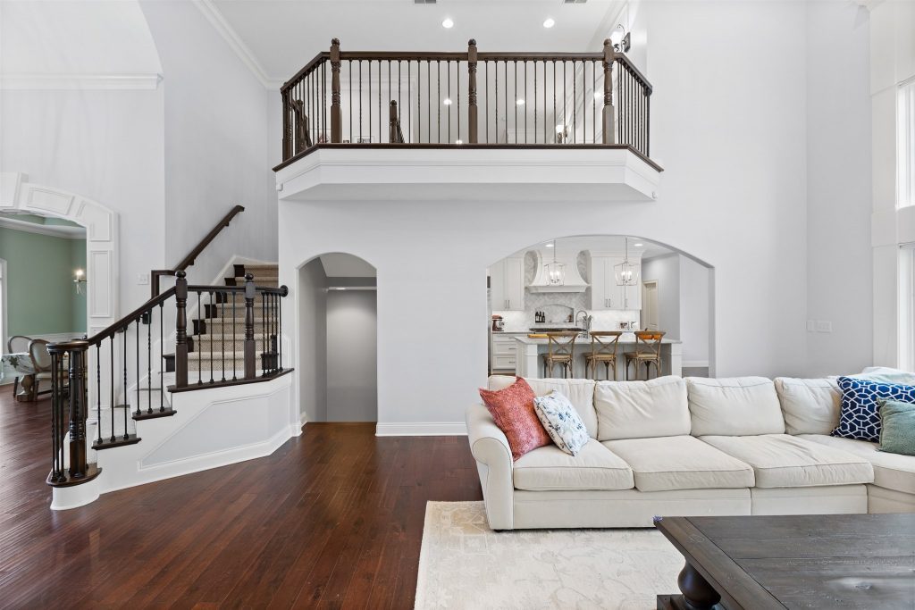 whole house renovation living room and open second level