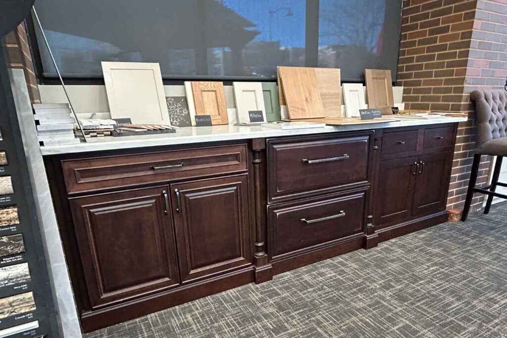 Cabinets on display at the Carmel showroom.