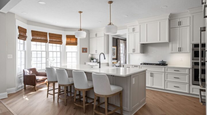 A Kitchen With a Large Island and Built-In Storage in Carmel